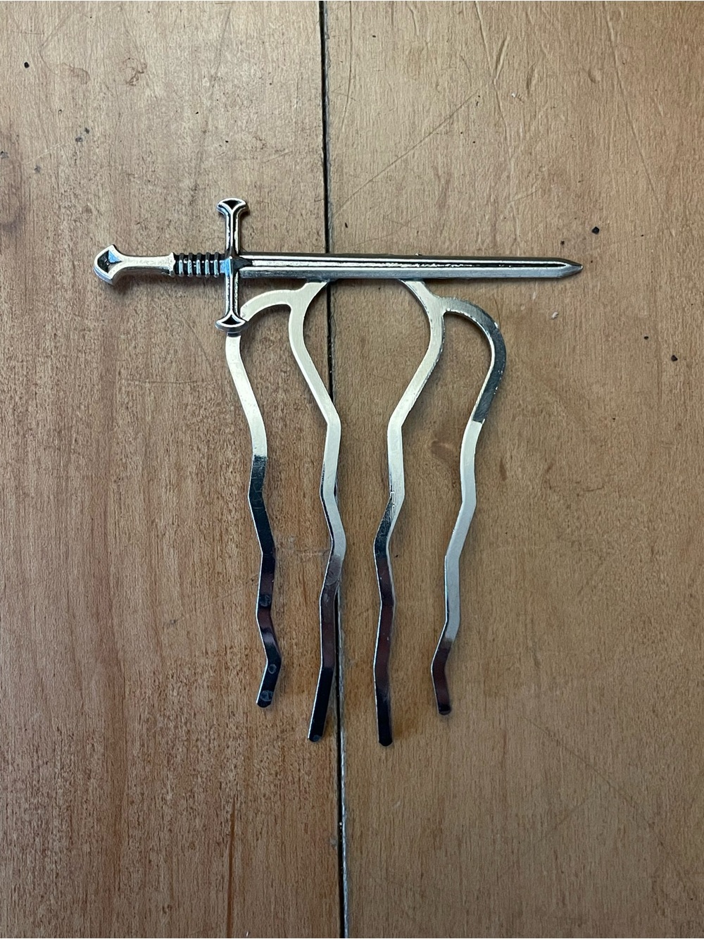 Silver Sword Hairpin Prong Hair Comb